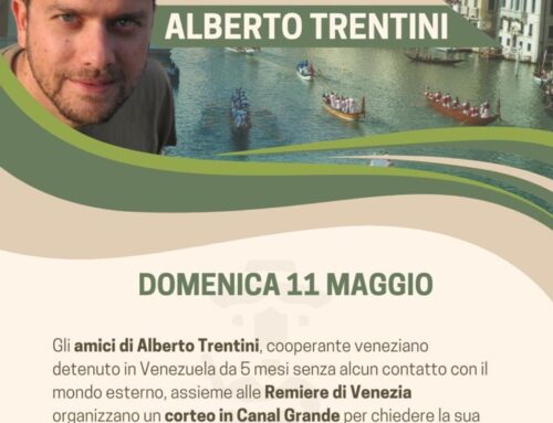 Corteo acqueo in solidarietà ad Alberto Trentini